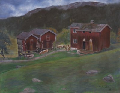 Farmyard at Åse in Telemarken, Norway af Halfdan Egedius