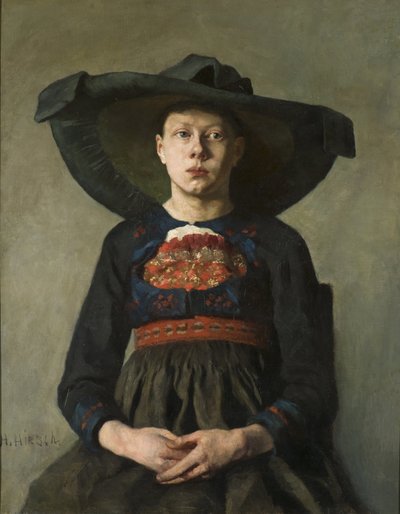 A Bavarian Peasant Girl - A Bavarian Peasant Girl, af Pauli (Hirsch-Pauli), Hanna (1864-1940). olie på lærred af Hanna Pauli