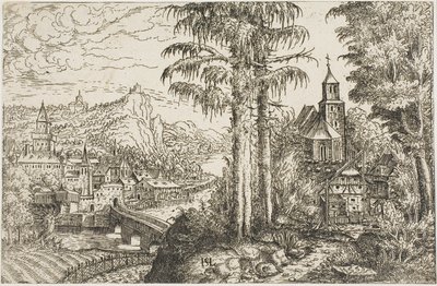 Landskab med en kirke af Hanns Lautensack