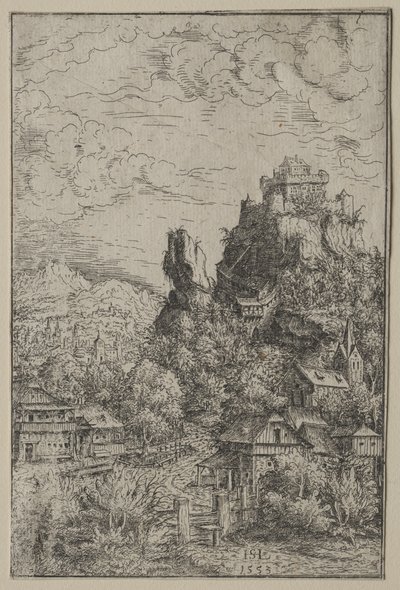 Landskab med et slot, 1553. af Hanns Sebald Lautensack