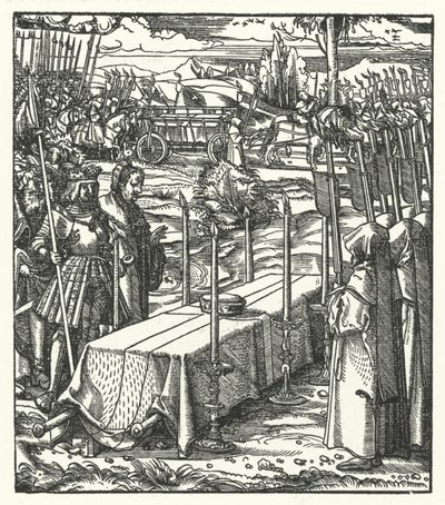 Ærkehertug Maximilian af Østrig ved siden af den myrdede Louis de Bourbons kiste, prins-biskop af Liège af Hans (after) Burgkmair