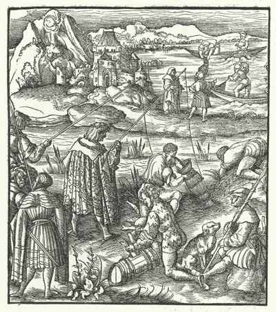 Ærkehertug Maximilian af Østrig fiskeri (gravering) af Hans (after) Burgkmair