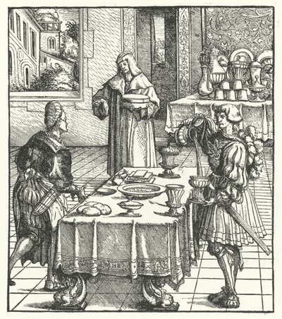 Ærkehertug Maximilian af Østrig lærer madlavning (gravering) af Hans (after) Burgkmair
