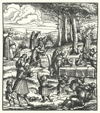 Ærkehertug Maximilian af Østrig med sine legekammerater som barn (gravering) af Hans (after) Burgkmair