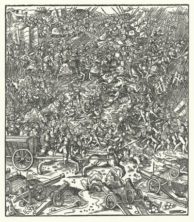Slaget ved Guinegate, Frankrig, 7. august 1479 (gravering) af Hans (after) Burgkmair