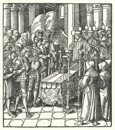 Kong Ludvig XII af Frankrig ved siden af sin forgængers, kong Charles VIII, kiste af Hans (after) Burgkmair