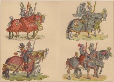 Riddere til hest (farve litho) af Hans (after) Burgkmair