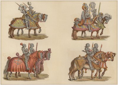 Riddere til hest (farve litho) af Hans (after) Burgkmair
