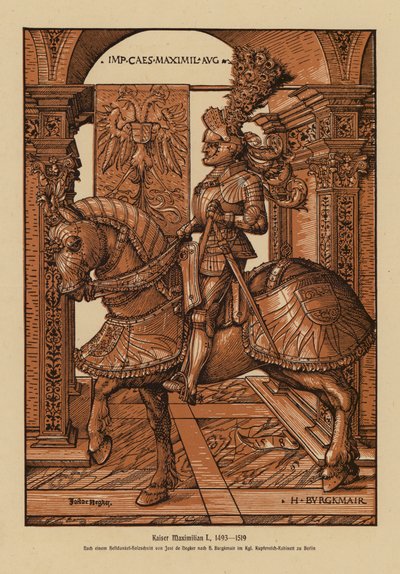 Maximilian I, tysk-romersk kejser (træsnit) af Hans (after) Burgkmair