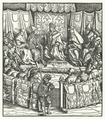 Den hellige romerske kejser Maximilian I forhandler med ungarerne af Hans (after) Burgkmair