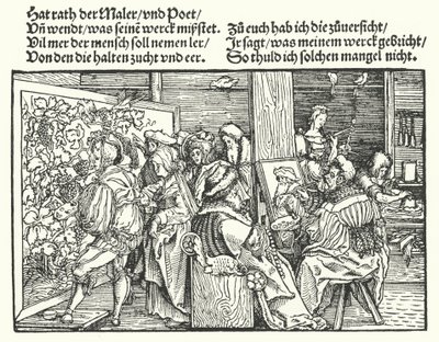 Malerne (gravering) af Hans (after) Burgkmair