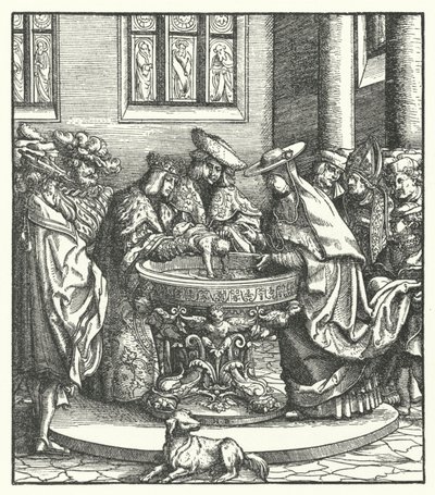 Ærkehertug Maximilian af Østrigs dåb af Hans (after) Burgkmair