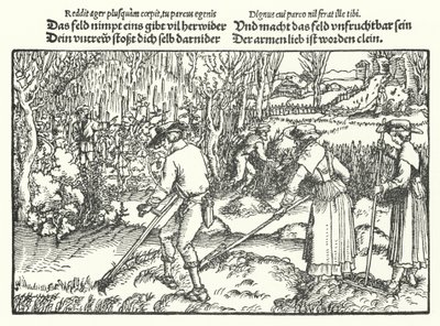 Høstmaskinerne (gravering) af Hans (after) Burgkmair