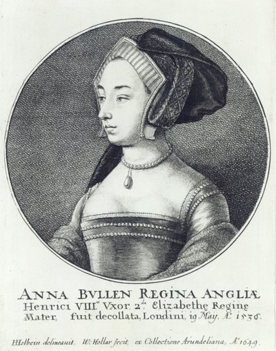 Anne Boleyn, ætset af Wenceslaus Hollar af Hans (after) Holbein the Younger