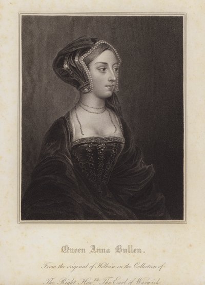 Anne Boleyn, anden kone til kong Henry VIII (gravering) af Hans (after) Holbein the Younger
