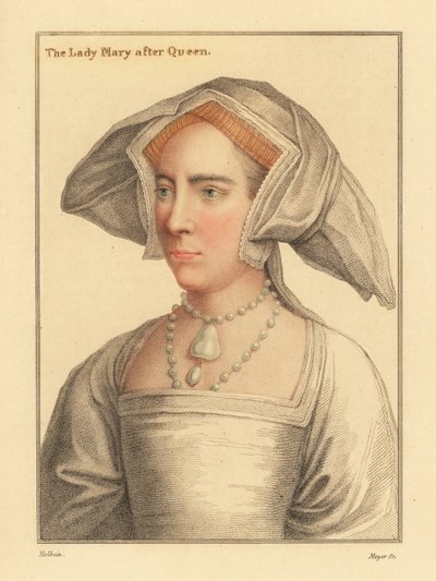 Lady Mary, datter af kong Henry VIII., 1812 (gravering) af Hans (after) Holbein the Younger