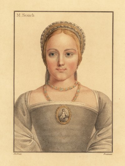 Mary Zouch, ventende dame til Jane Seymour., 1812 (gravering) af Hans (after) Holbein the Younger