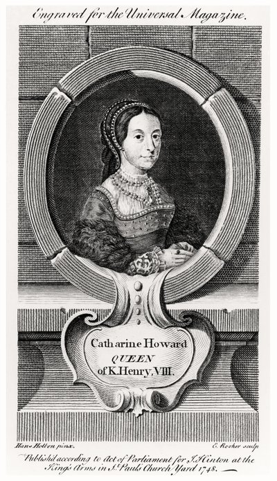 Portræt af Catherine Howard (1520-42) indgraveret af Edward Rooker (ca. 1712-74) 1748 (indgravering) af Hans (after) Holbein the Younger