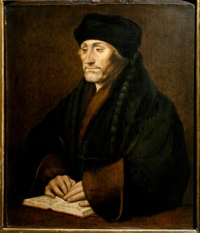 Portræt af Didier Erasme (Erasmus af Rotterdam) (1469 - 1536), hollandsk humanist. Maleri efter originalen af Holbein Hans den Unge (1497-1543) Galleria Sabauda Torino ©Luisa Ricciarini/Leemage af Hans (after) Holbein the Younger