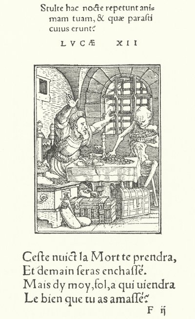 The Miser (gravering) af Hans (after) Holbein the Younger