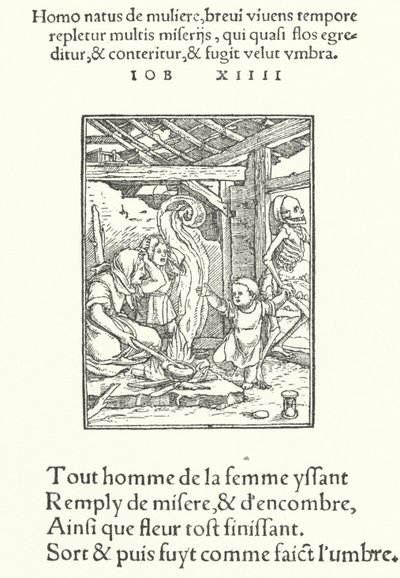 Moderen og det lille barn (gravering) af Hans (after) Holbein the Younger