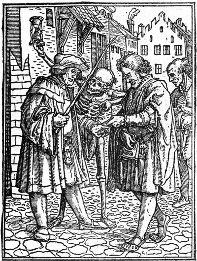 Hans Holbein den Yngres falske død (1497-1543): advokaten (stik) af Hans (after) Holbein the Younger