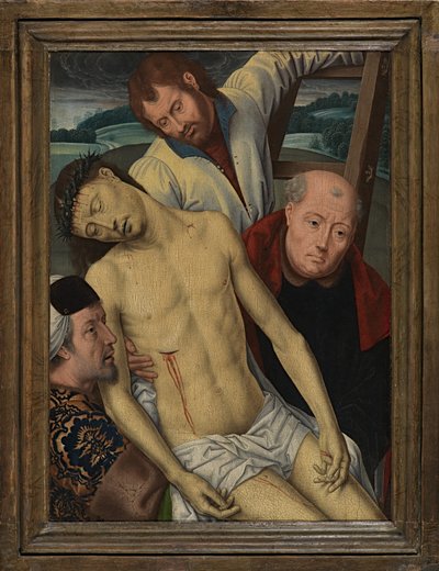 Nedstigning fra korset, ca. 1491-1519 (olie på panel) af Hans (after) Memling