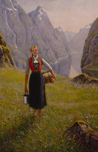 Dairymaid (olie på lærred) af Hans Andreas Dahl