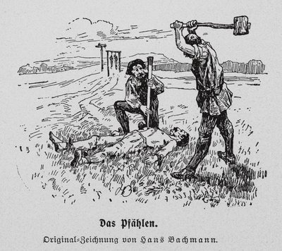 Henrettelse ved spidning (gravering) af Hans Bachmann