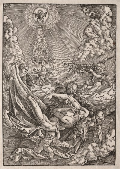 Kristus båret til himlen af engle af Hans Baldung