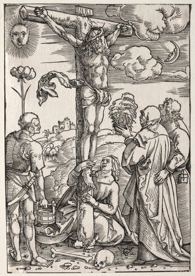 Kristus på korset med Maria, Sankt Johannes, Maria Magdalena og Sankt Stefan, 1505. af Hans Baldung