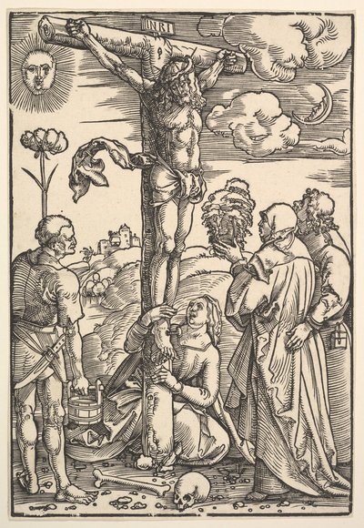 Kristus på korset med jomfruen og de hellige Longinus, Maria Magdalena og Johannes, 1505. af Hans Baldung