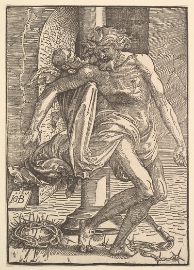 Kristus med torturinstrumenterne støttet af en lille engel, 1517. af Hans Baldung