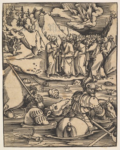 Egypterne krydser Det Røde Hav, fra Das Buch Granatapfel, 1511. af Hans Baldung