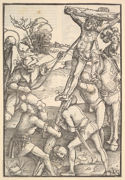 The Raising of the Cross, verso: The Raising of the Cross, fra Speculum Passionis Domini ..., 1507. af Hans Baldung