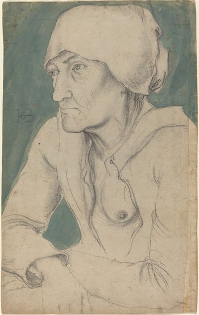 Halvfigur af en gammel kvinde med kasket af Hans Baldung Grien