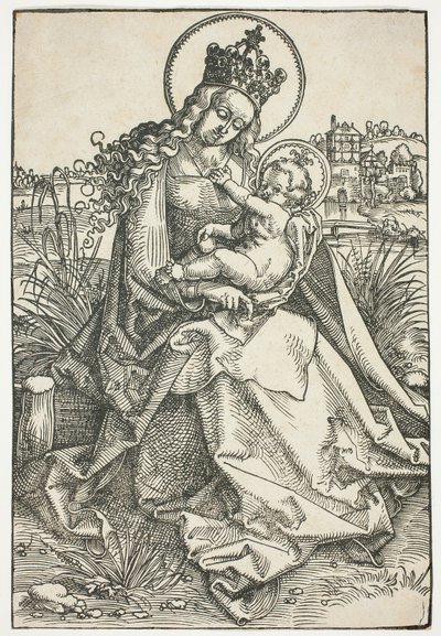 Madonna og barn på en græsbænk af Hans Baldung Grien