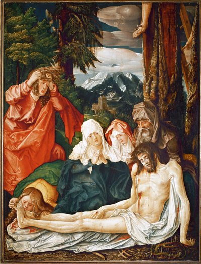 The Mourning of Christ, Saints Mary and Salome (olie på træ) af Hans Baldung Grien