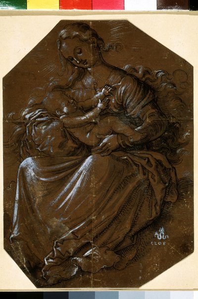 "Jomfru og barn" (Jomfru og barn) Tegning med blæk og kuglepen på brunt papir af Hans Baldung (1484-1545) Pushkin-museet fra det 16. århundrede, Moskva af Hans Baldung Grien