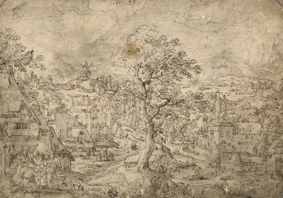 Landskab med Abraham og engle, 1567 af Hans Bol