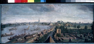 ""Landsforlystelser"" (Landlige forlystelser) Landskabets glæder, scene med gåture på floden, landbold, picnic og udendørsspil. Gouache-maleri af Hans Bol (1534-1593) 1592 Pushkin Museum, Moskva af Hans Bol