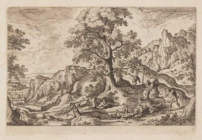 Planche 11, fra Landskaber med scener fra Det Gamle og Det Nye Testamente og Ovids Metamorfoser af Hans Bol