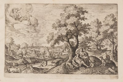 Planche 12, fra Landskaber med scener fra Det Gamle og Det Nye Testamente og Ovids Metamorfoser af Hans Bol