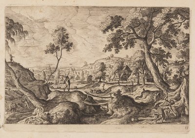 Planche 15, fra Landskaber med scener fra Det Gamle og Det Nye Testamente og Ovids Metamorfoser af Hans Bol