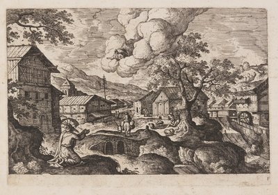 Planche 1, fra Landskaber med scener fra Det Gamle og Det Nye Testamente og Ovids Metamorfoser af Hans Bol