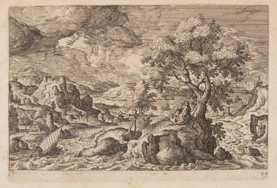 Planche 24, fra Landskaber med scener fra Det Gamle og Det Nye Testamente og Ovids Metamorfoser af Hans Bol