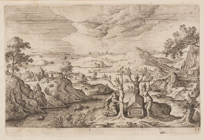 Planche 28, fra Landskaber med scener fra Det Gamle og Det Nye Testamente og Ovids Metamorfoser af Hans Bol
