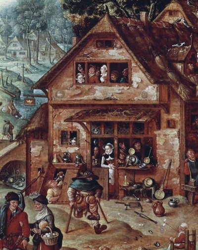 Taverna, kyläkohtauksen yksityiskohta, Hans Bolin (1534-1593) maalaus af Hans Bol