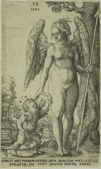 Amor, der bringer og honeycomb til Venus af Hans Brosamer