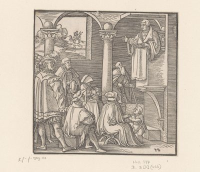 Martin Luther prædiker i en kirke af Hans Brosamer